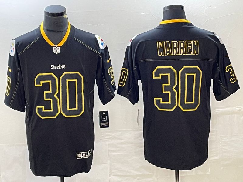Men Pittsburgh Steelers 30 Warren Lights Out Black Rush Limited Nike NFL Jersey